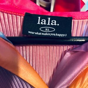 dressed in LaLA Rainbow Pleated Maxi Dress XL Ombre Colorful